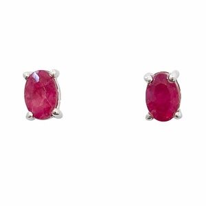 Sterling Silver Ruby Stud Earrings New